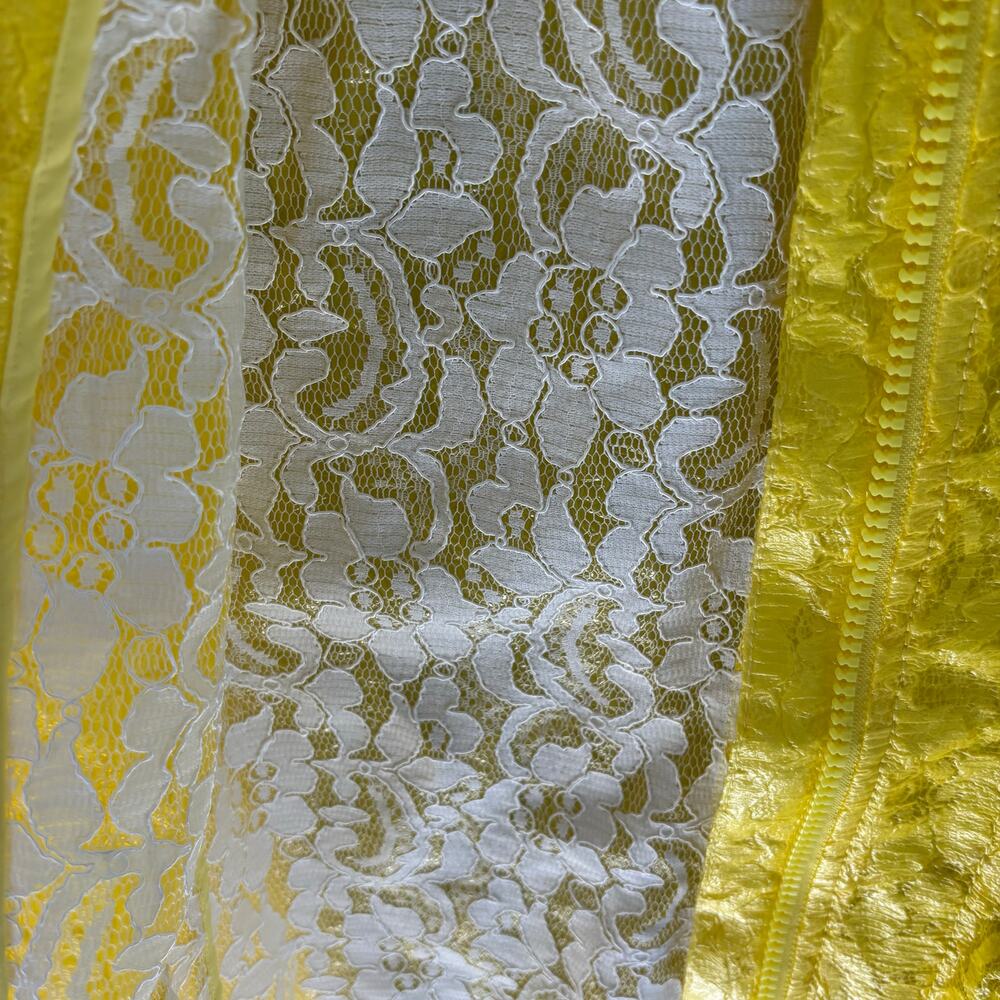 J. Crew Collection Lemon Yellow Coated Lace Jacket Preppy Size Medium - Picture 6 of 10